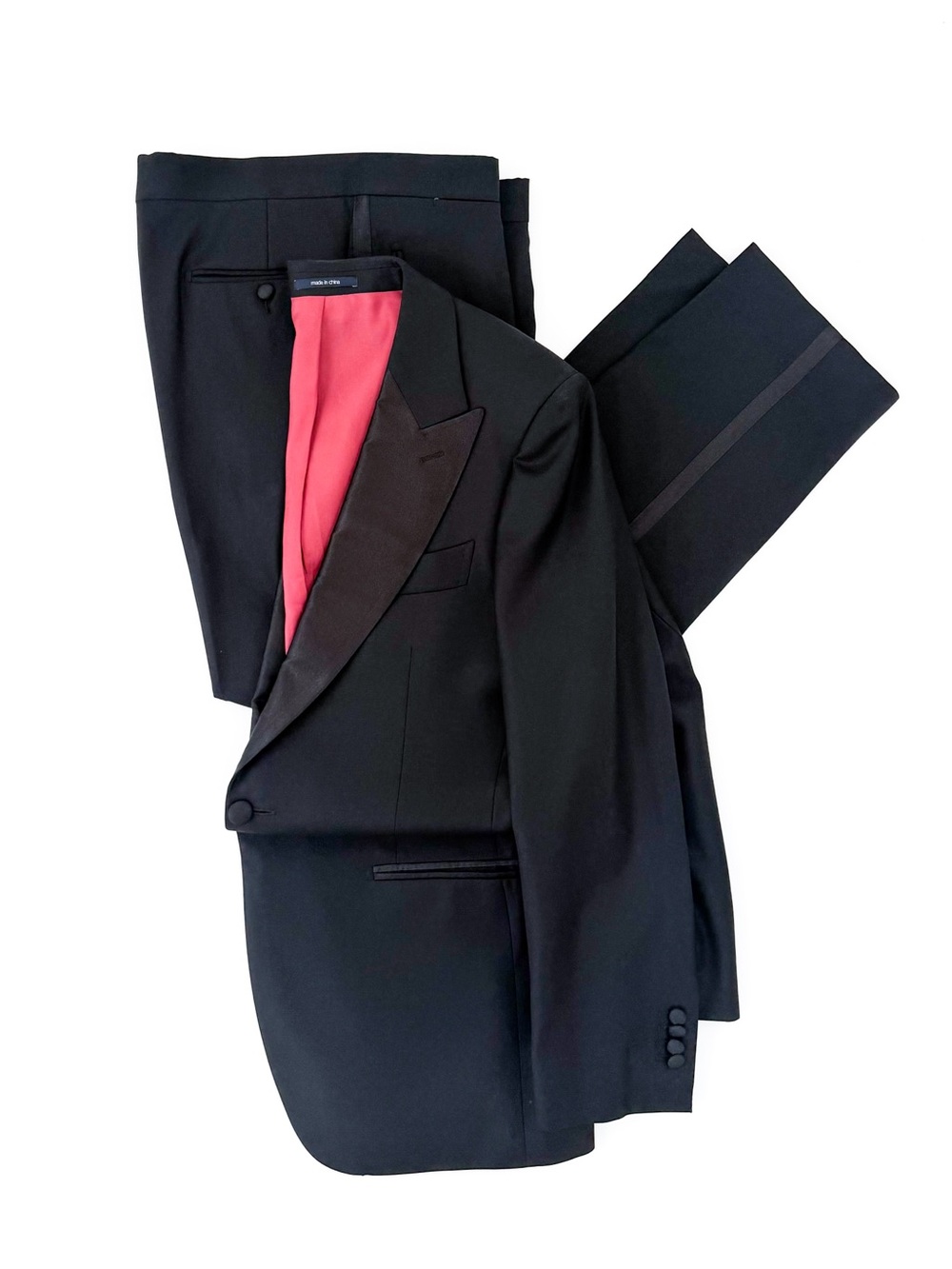 Suitsupply New Verona Men's Black Satin Lapel Tuxedo Suit Jacket Pants 38R - Picture 11 of 16